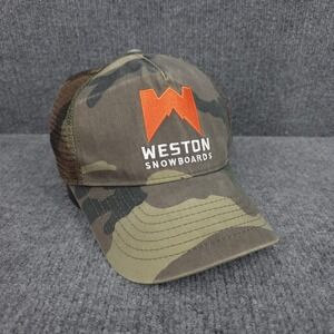 Weston Snowboards Hat Cap Snap Back Camo Mesh Trucker Green Colorado Ski Mens